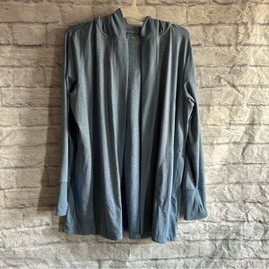 PREOWNED ATHLETA PRANAYAMA WRAP CARDIGAN BLUE WITH HOOD XL WOMENS